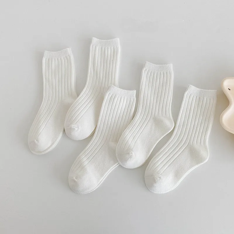 Calcetines de algodón a rayas para niños, medias de punto, informales, de 1 a 8 años, 5 pares/lote