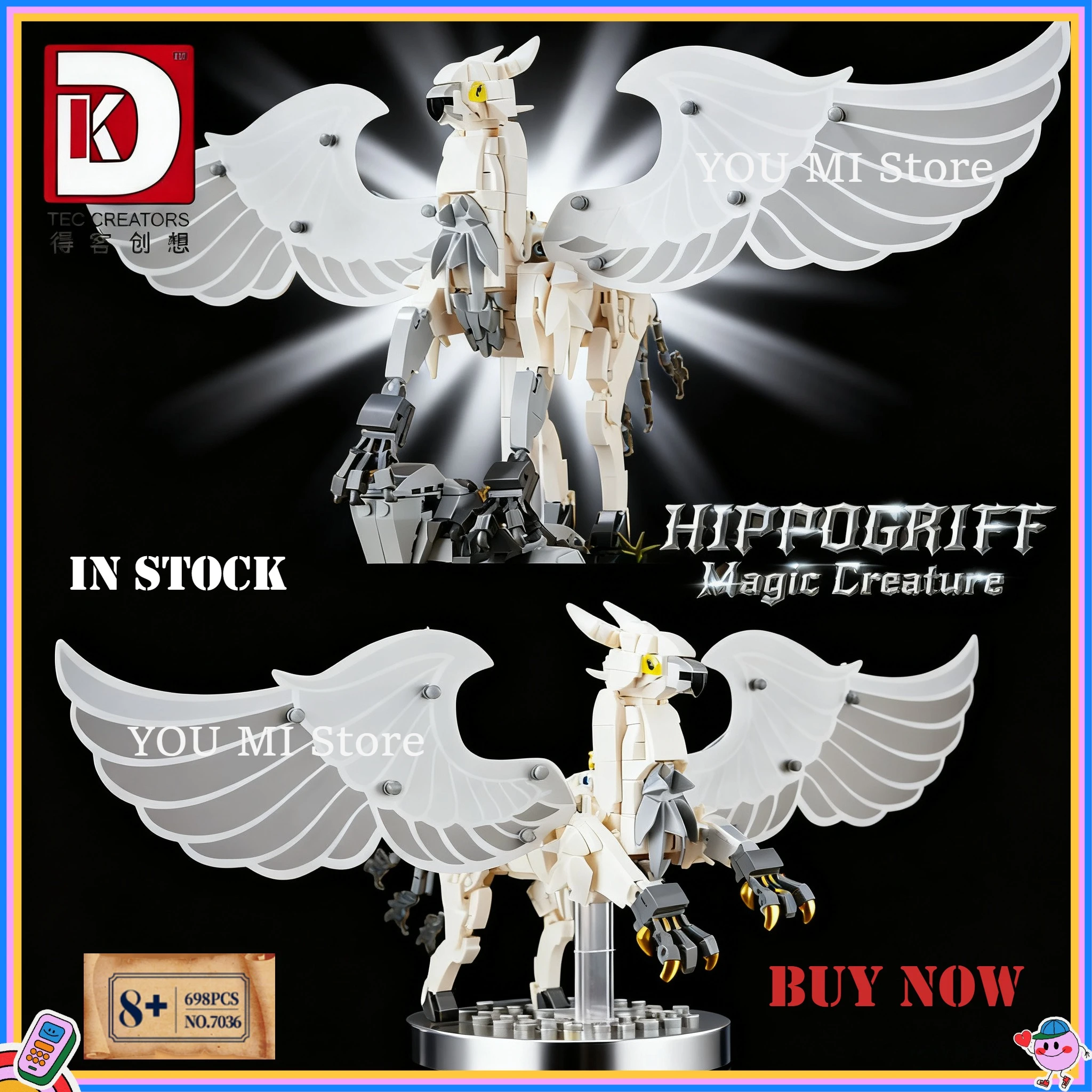 Magic World Buckbeak-bouwstenen met versnellingen Transmission-STEM Creatieve diermodelstenen Compatibel met Lego voor kinderen