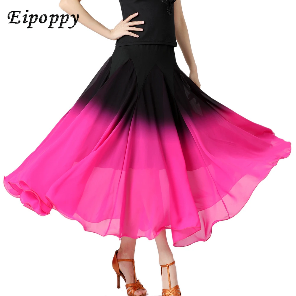 Ballroom Dance Long Skirt Modern Dance Skirt Dance Large Swing Skirt Gradient Color Long Dress Dancing Costume