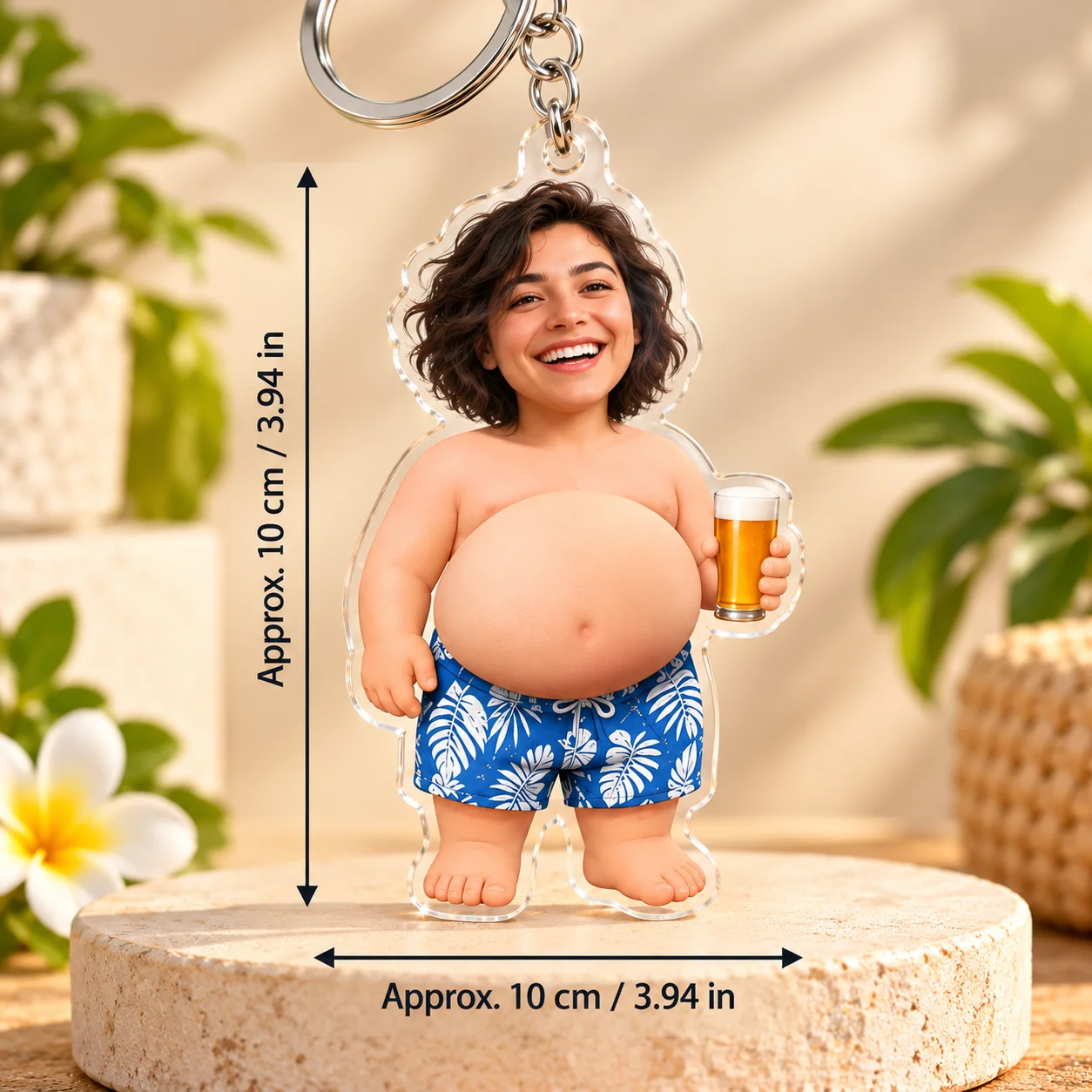 Picture Custom Big Belly Keychain Acrylic Photo Charm Funny Squishy Keepsake for Bag Purse Dad Boyfriend Stress Relief Gift