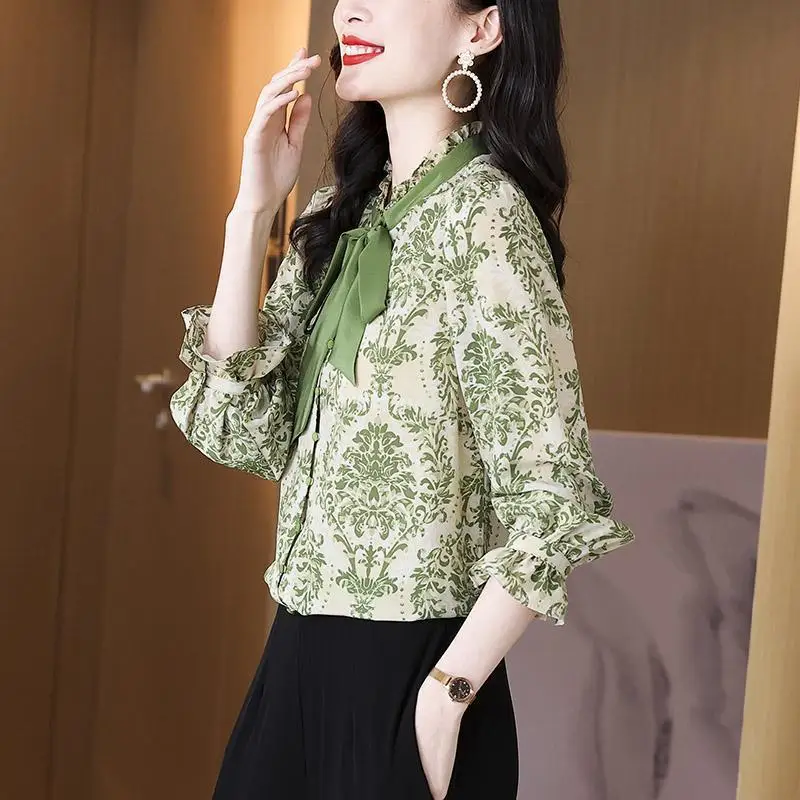 

Spring New Women's Slim Fit Bow Tie Shirt
