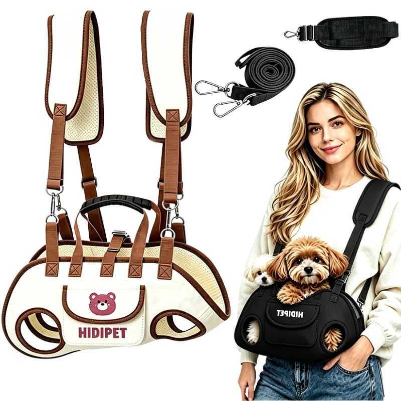 Pet Carrier Backpack for Small Dogs Cats, Multifunctional Pet Shoulder Travel Bag, Breathable Mesh Pet Carry Bag with Storage Po
