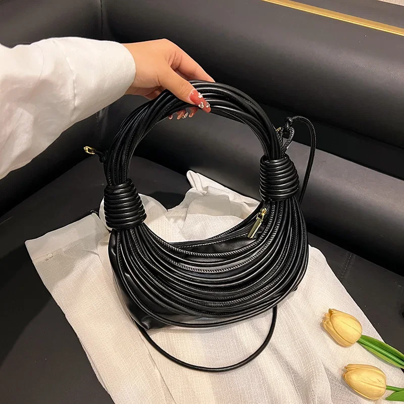 Women Underarm Bags New Creative Noodle Shoulder Bag Versatile Woven Casual Purses and Handbags Light Luxury Girls Crossbody Bag