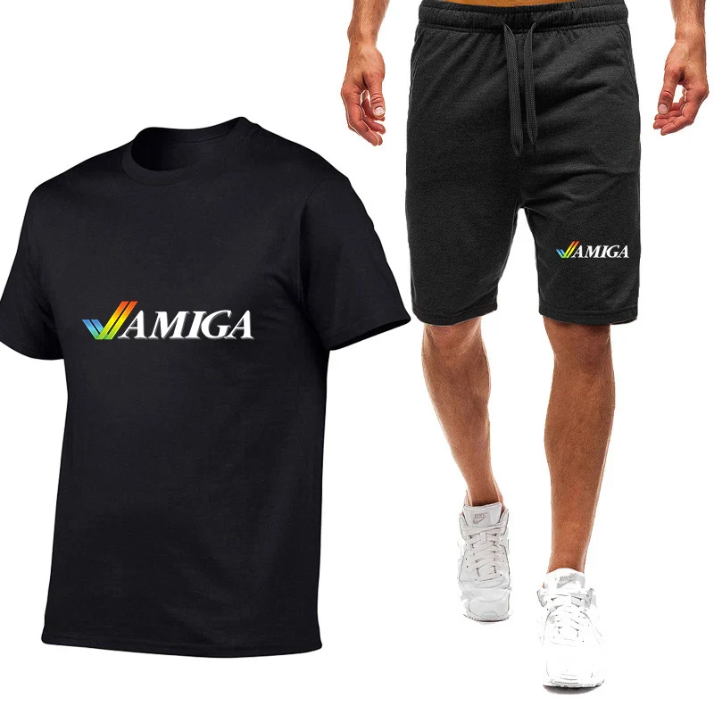 

2025 Man's Commodore Amiga Printing Harajuku New Styl Nine Color Short Sleeved Set Summer T-Shirt Casual Shorts 2-piece Suit