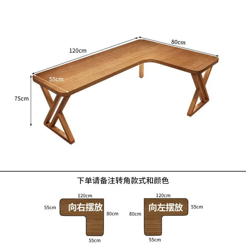 

Wrought iron household computer desk, desktop bedroom single desk, solid wood L-shaped desk