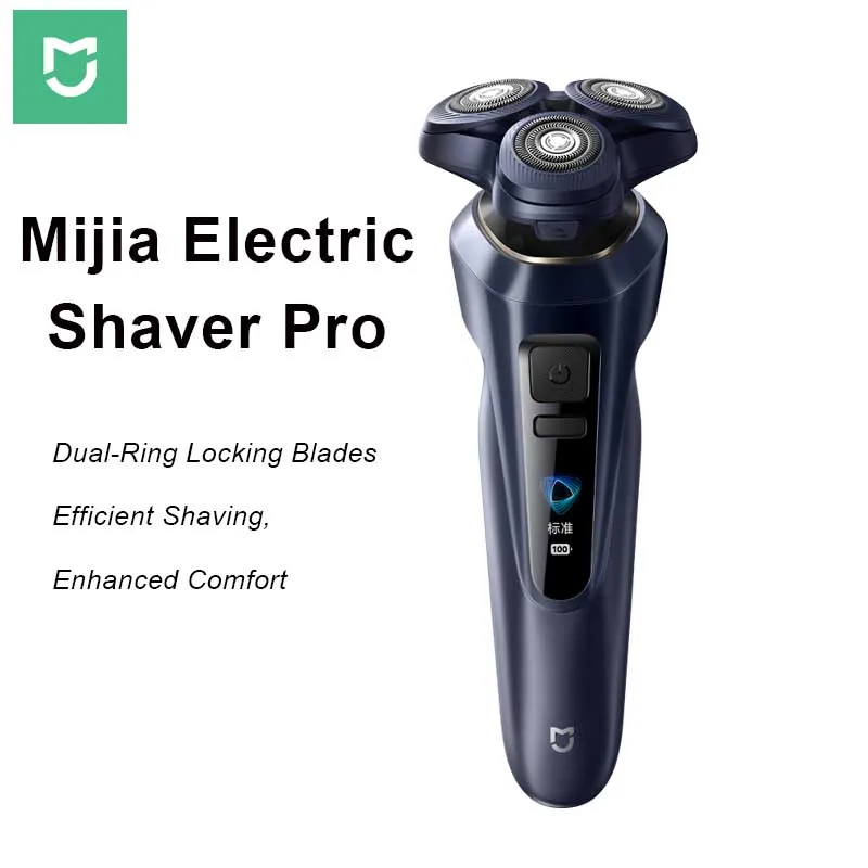 Barbeador Elétrico Mijia Pro com Tela Colorida Dinâmica 360 °   Barbeador Completo para Uso Úmido/Seco, à Prova d'Água, Aparador de Pelos, Presente