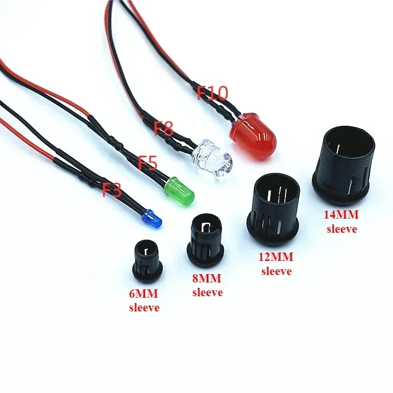 20Pcs/lot 3mm 5mm 8mm 10mm LED 3V6V12V220V small round head LED with small light bead black light sleeve 6mm 8mm 12mm 14mm