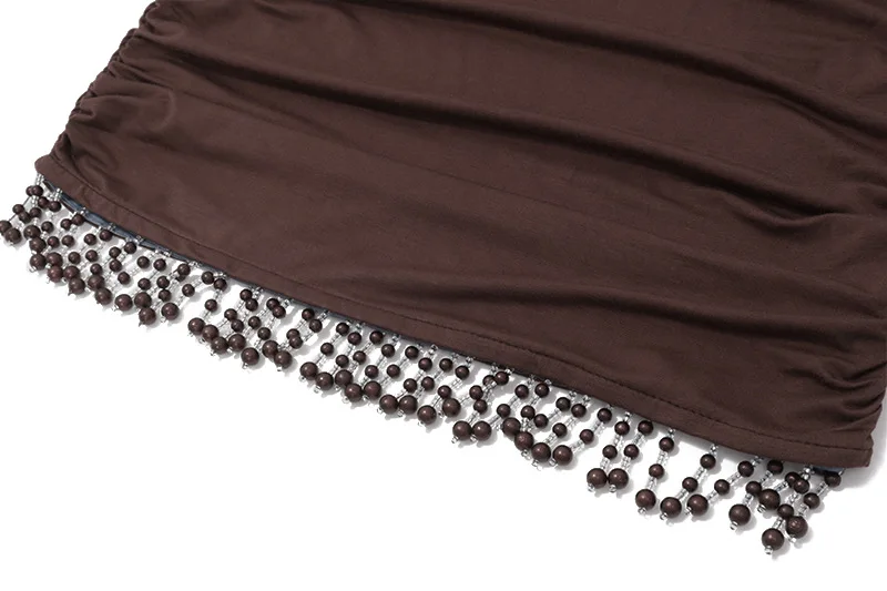 Minivestido ceñido con espalda descubierta y borlas con cuentas para mujer, minivestido Sexy con cordones y cuello Halter, sin mangas, ajustado, para fiesta y discoteca