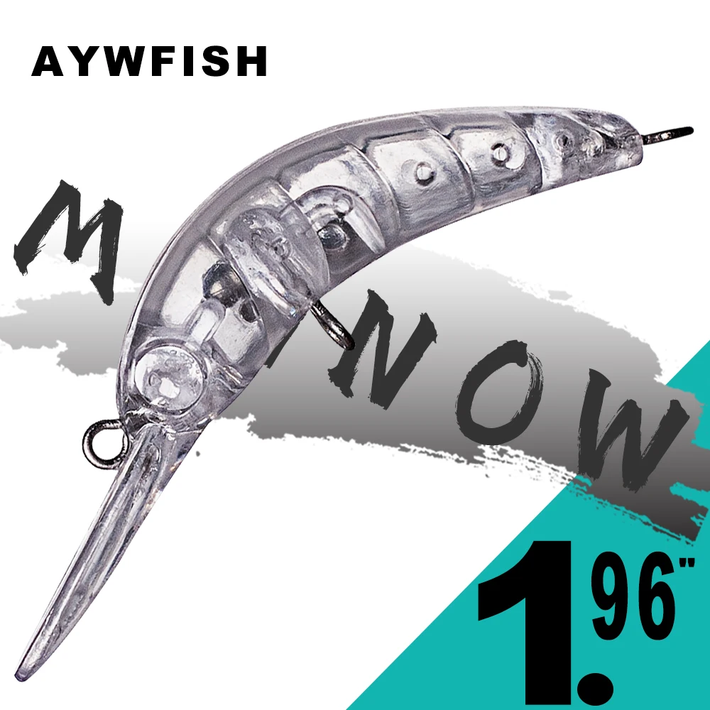 AYWFISH 5CM 2G Unpainted Mini Crankbait Wobbler 100PCS Floating Crank Small Fishing Lure Bait Minnow Blank For Bass Perch Pike