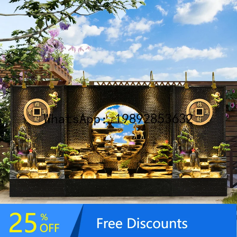 

FZ Water Curtain Flowing Water Wall Screen Courtyard Villa Hotel Living Room Entrance Humidifier Circulating Water Ornament
