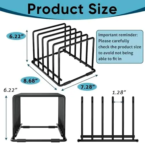 2-Pack Cutting Board Organizer, 5-Slot Steel Kitchen Rack