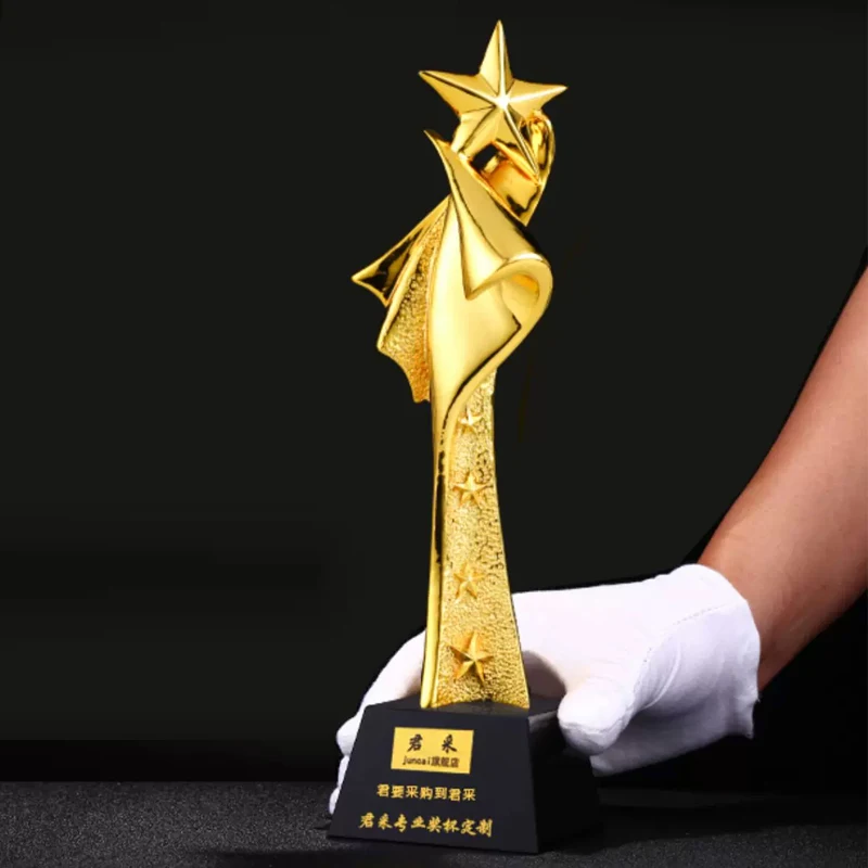 Customized Pentagram Resin Trophy, Sports Competition Outstanding Employee Souvenir, Annual Meeting Awards, Home Decoration, 1Pc