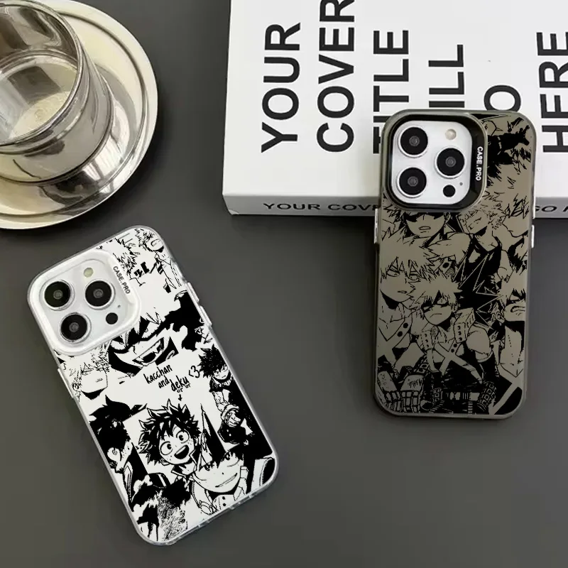 Чехол для телефона с аниме «Моя геройская Академия» для Apple iPhone 15 14 13 12 11 Pro MAX XR, цветной посеребренный Внутренний чехол
