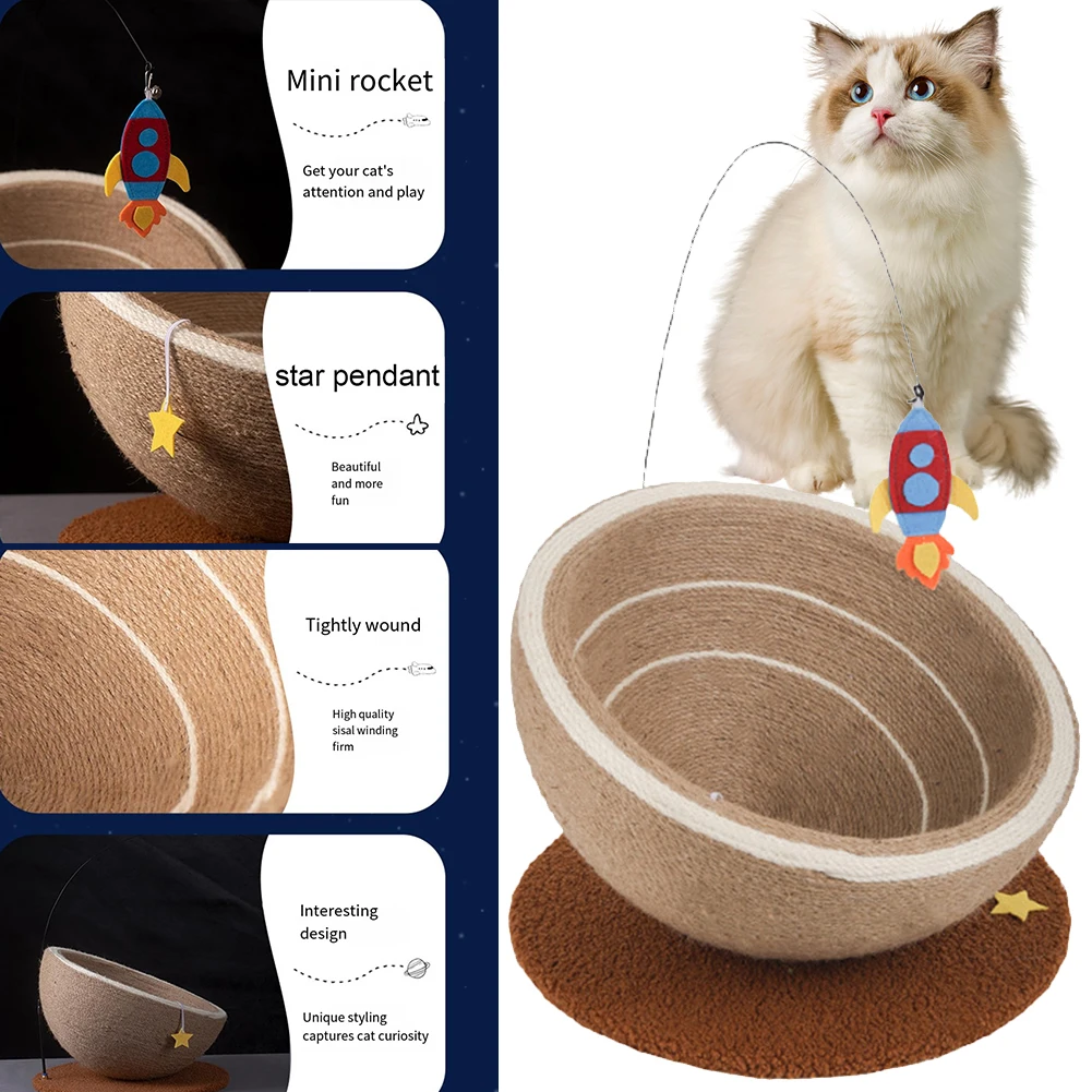 Cat Nest Basin Oval Grinding Claw Nest Hemp Rope Can Not Catch Bad Sisal Oval Scratching Bowl Nest Cat Accessories 39X39X28CM