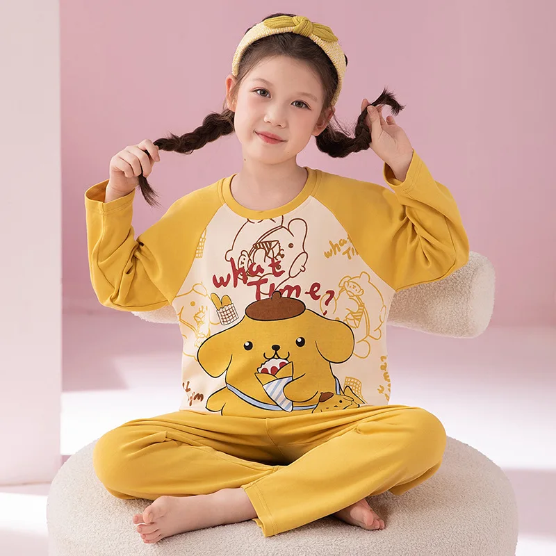 

Sweet Pompompurin Pajamas Girls Kuromi My Melody Anime Long Sleeve Autumn Sanrio Children Clothes Cartoon Cute Gift for Kids