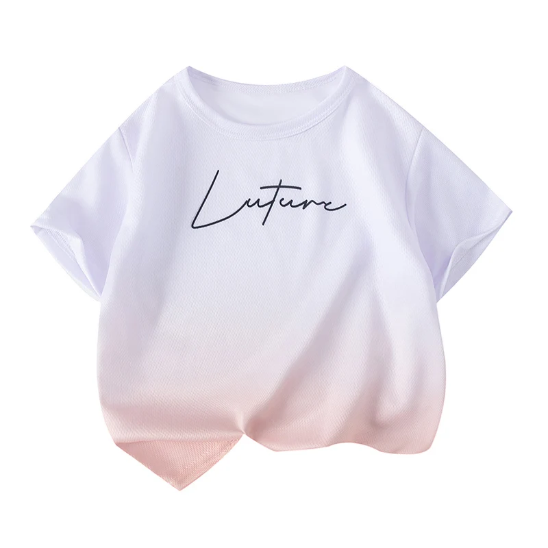 3-pcs الأطفال التجفيف السريع شبكة التدرج قصيرة الأكمام السراويل الفتيان الترفيه تي شيرت رياضي الفتيات مهرج سراويل أنيقة الطلاب