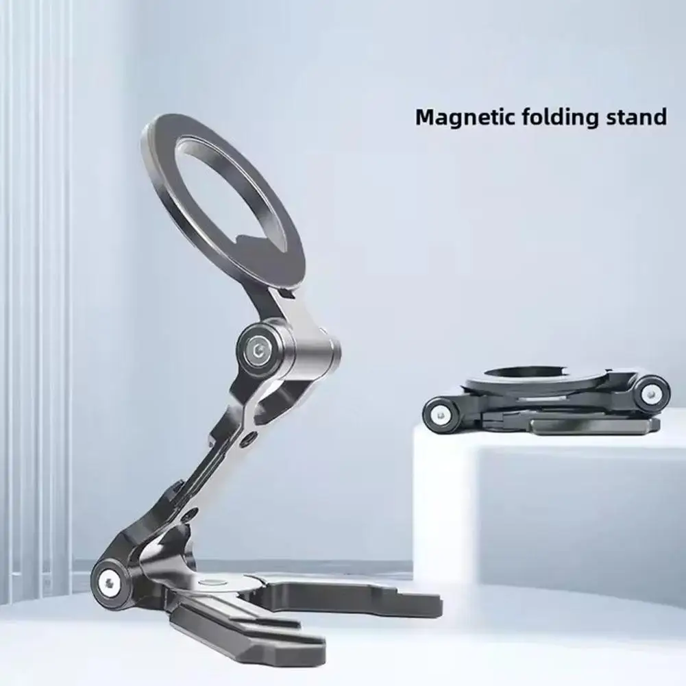 

for magsafe Magnetic Folding Metal Mobile Phone Holder Tripod With Cold Shoe For Phone Vlog Foldable Desktop Phone Mount A2R5