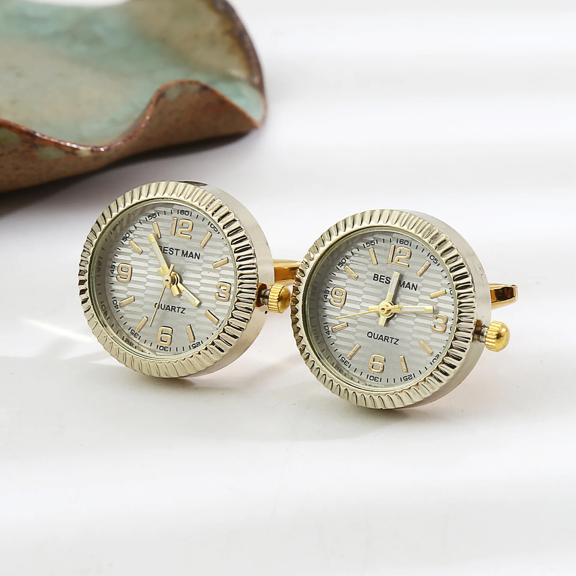 New Men's Novelty Watch Cufflinks with Glow-in-the-Dark Hands