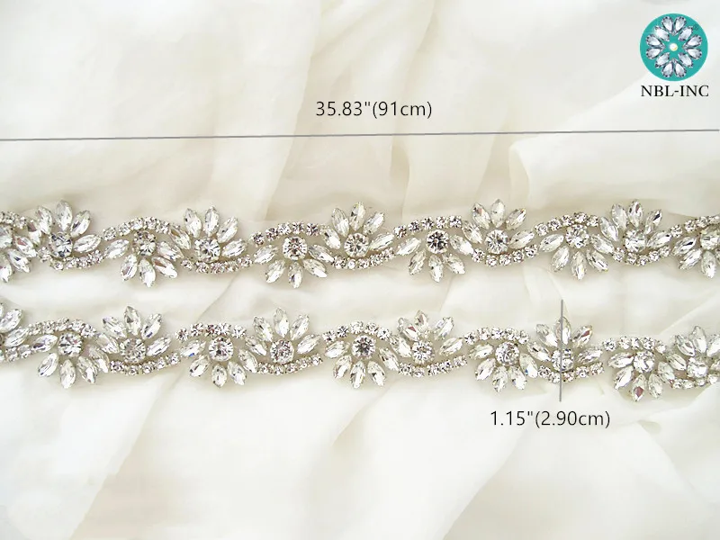 (1 YARD) Bow shape bridal beaded crystal rhinestone applique trim silver gold sew iron on for wedding dress WDD0829