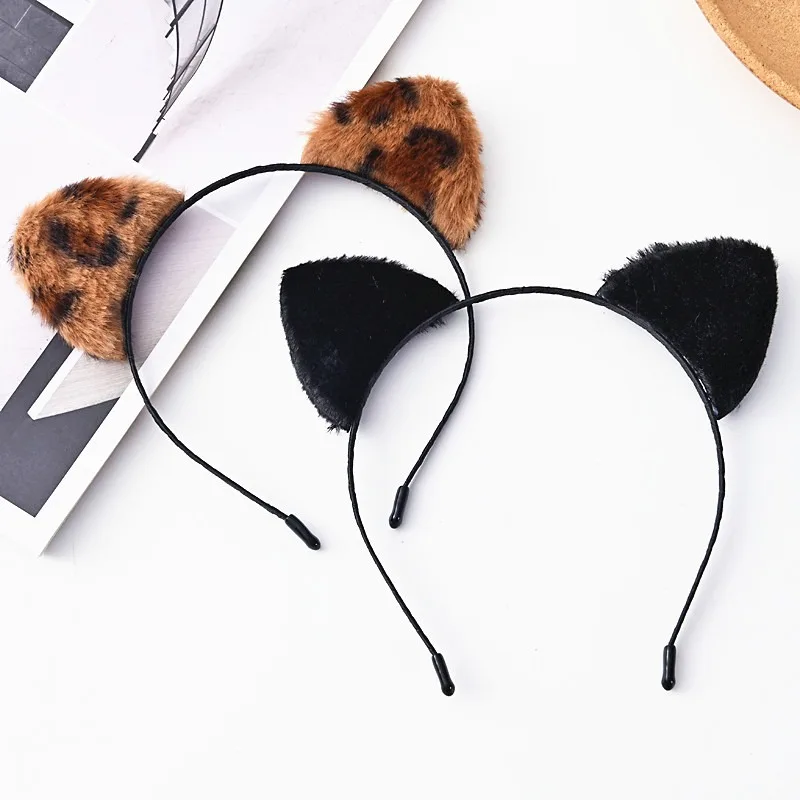 Women's Cute Plush Cat Ear Headband - Soft brown cat ears with lively eyes, easy-to-clean plastic headband, suitable for home, Halloween, Christmas, holiday headwear, fun design, durable headwear, holiday accessory, for kawaii lovers