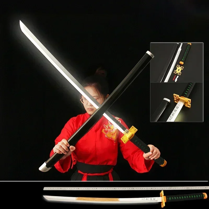 104cm demon slayer nichirin lâmina anime katana espada samurai de madeira carga luminescência arma modelo para cosplay presentes brinquedos meninos