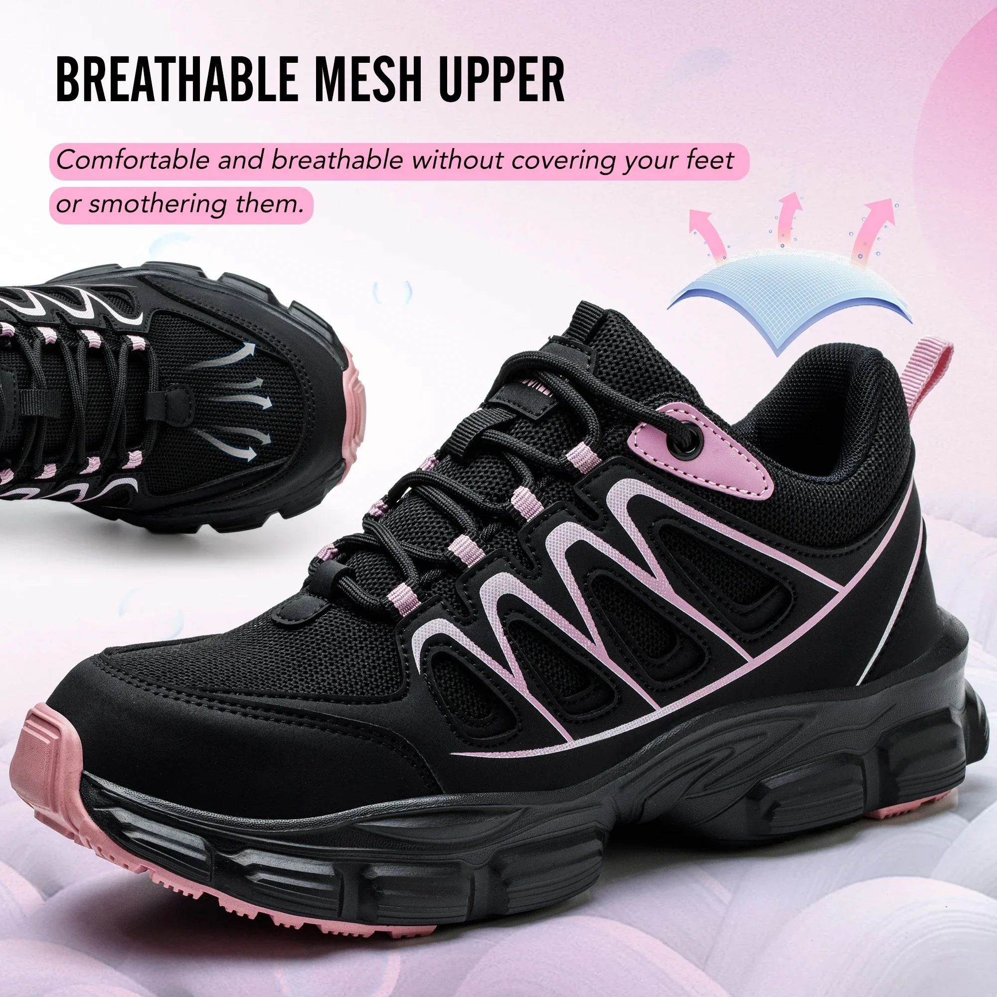 New Women Safety Shoes Steel Toe Sneakers Puncture Proof Work Shoes Breathable Women Work Safety Boots Platform Anti-Smash