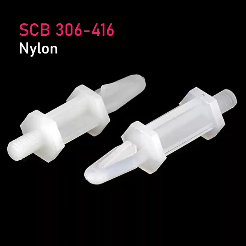 4mm Hole PA66 Nylon Single-Head Push-Type PC Board Spacer, Plastic Standoff for Circuit Boards