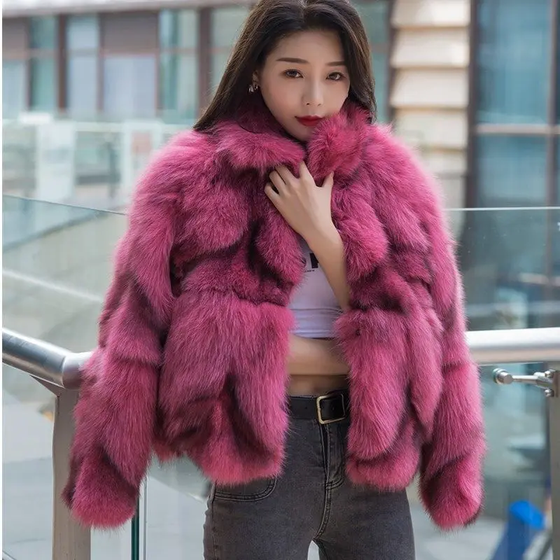 2023 new style real fur coat 100% natural fur jacket female winter warm leather fox fur coat high quality fur vest Free shipping