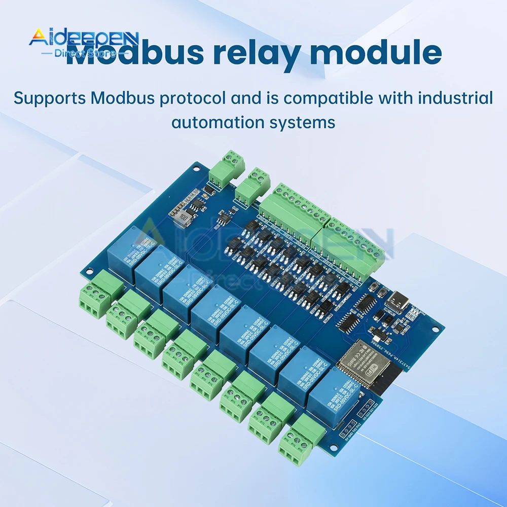 تيار مستمر 9-24 فولت ESP32 وحدة التتابع مع Modbus دعم 4/8 قناة Optocoupler عزل RS485 واي فاي بلوتوث لوحة تحكم صناعية