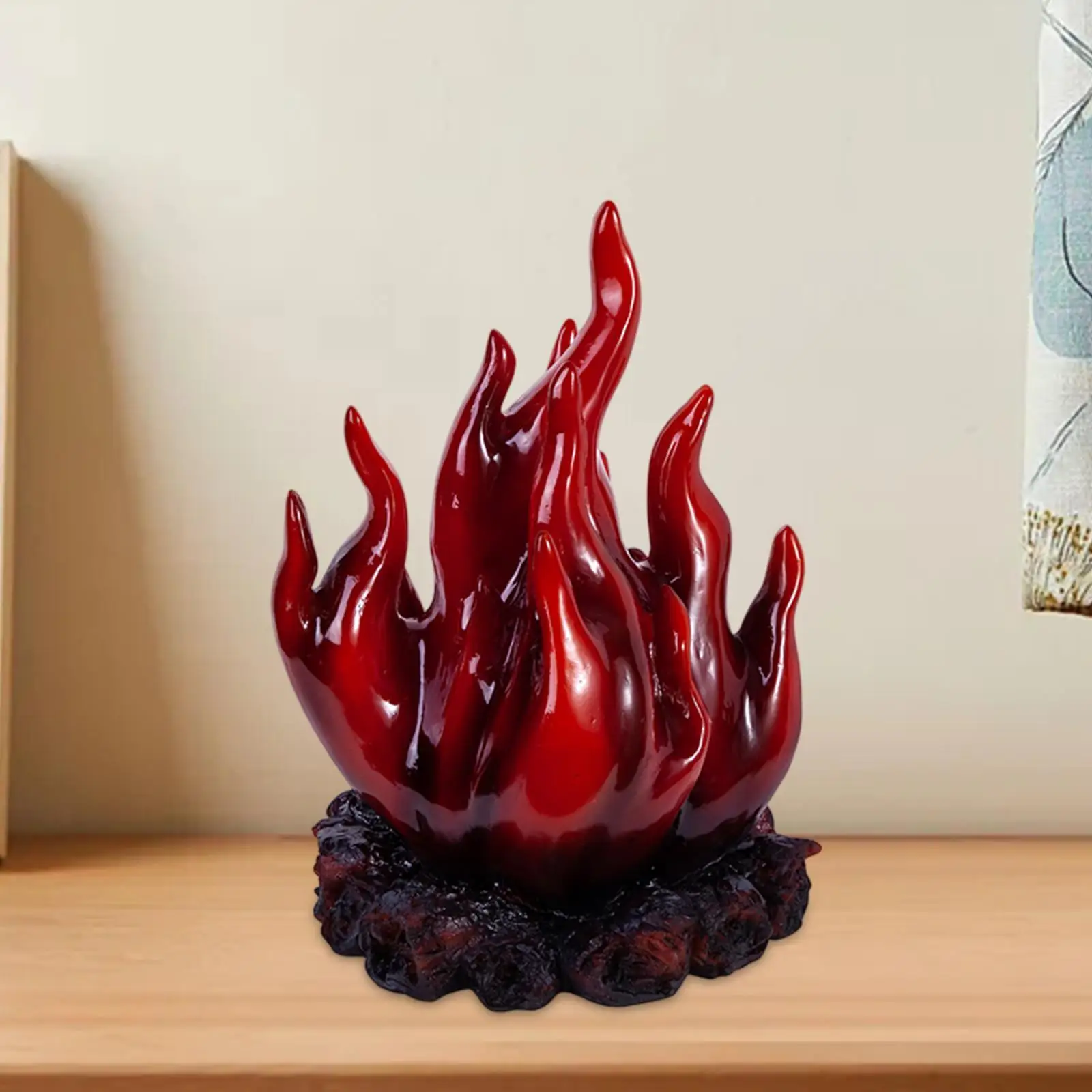 Flame Statue Figurine Imitation Fire LED Lamp for Bookshelf Living Room 110V