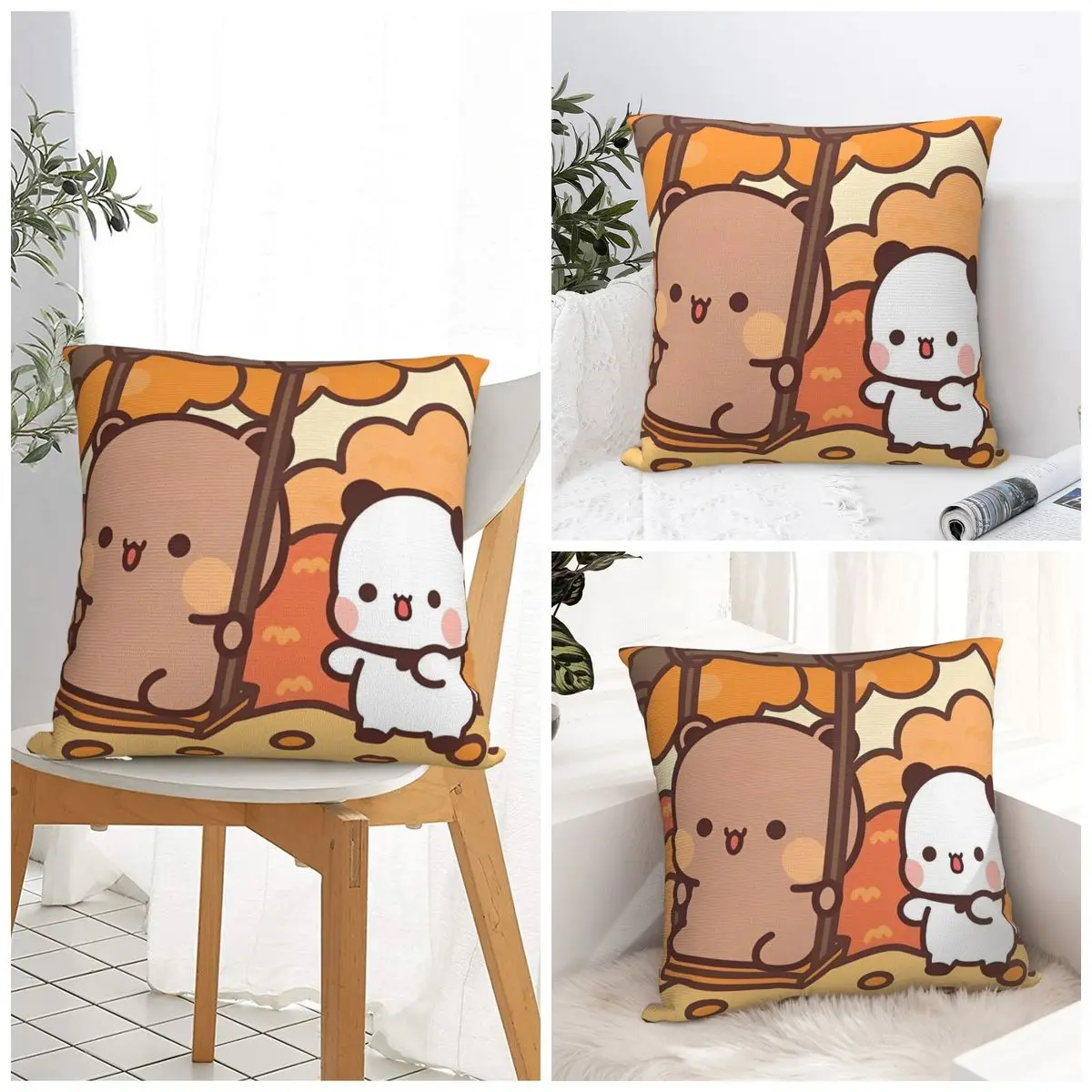

Pillow Case Bubu And Dudu Panda Polyester Pillow Cover Vintage Cushion Cover Printed Pillowcases For Office Car Home Decorative