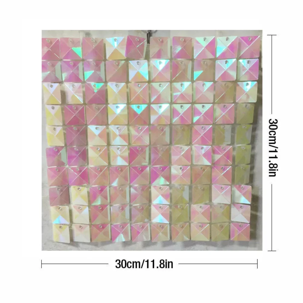 18PCS Glitter 3D Diamond Sequin Panels Wedding Backdground Decorations Shimmer Wall Backdrop for Photo Booth Event Party 30x30cm