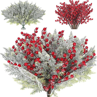 5Pcs Artificial Green Pine Needles Berry Christmas Decorations For Home Decor Christmas Tree Ornament Wreaths Party Supplies