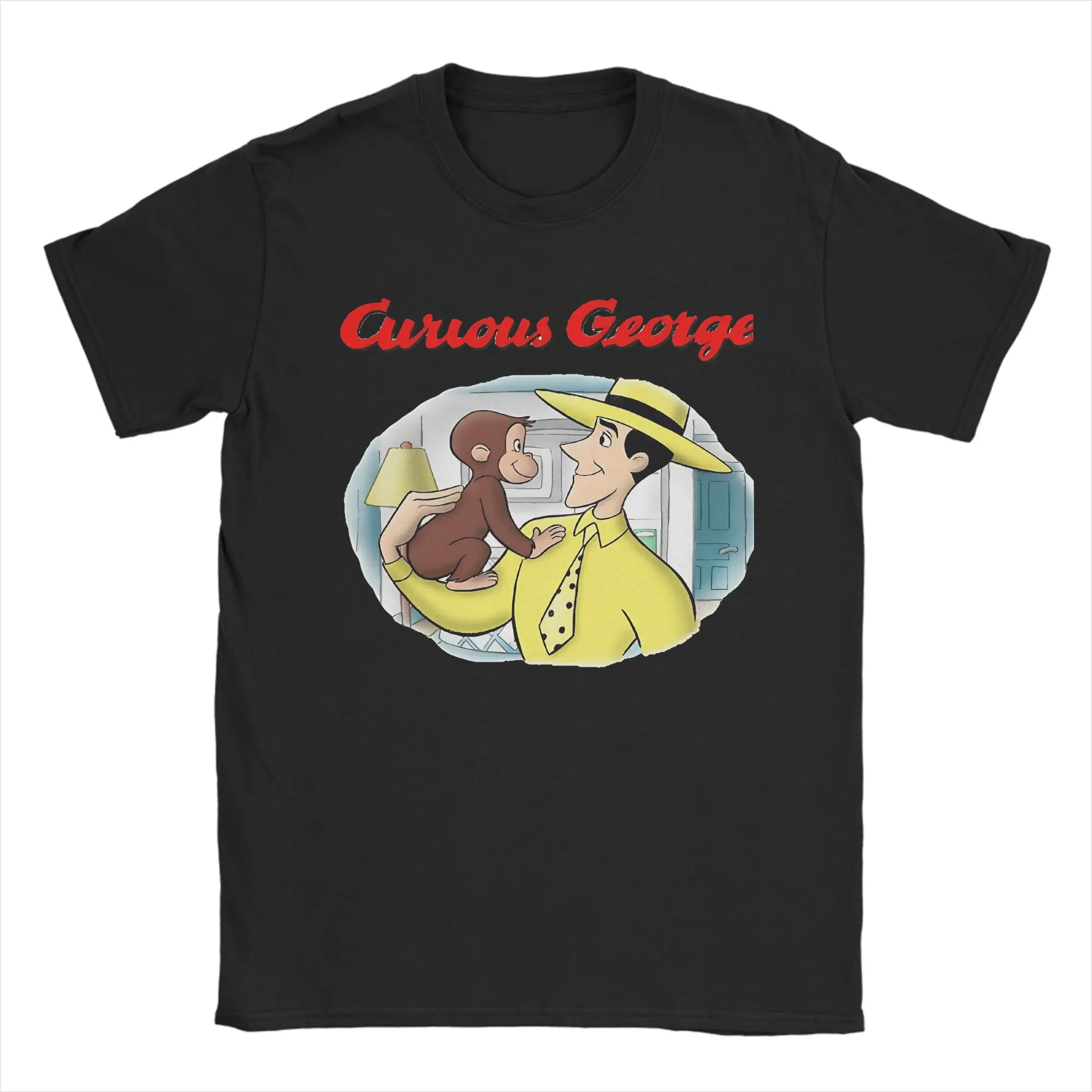 Vintage T Shirt Summer Curious George Novelty T-Shirts  Pure Cotton Tshirt for Men Awesome Wholesale Short Sleeve Tees