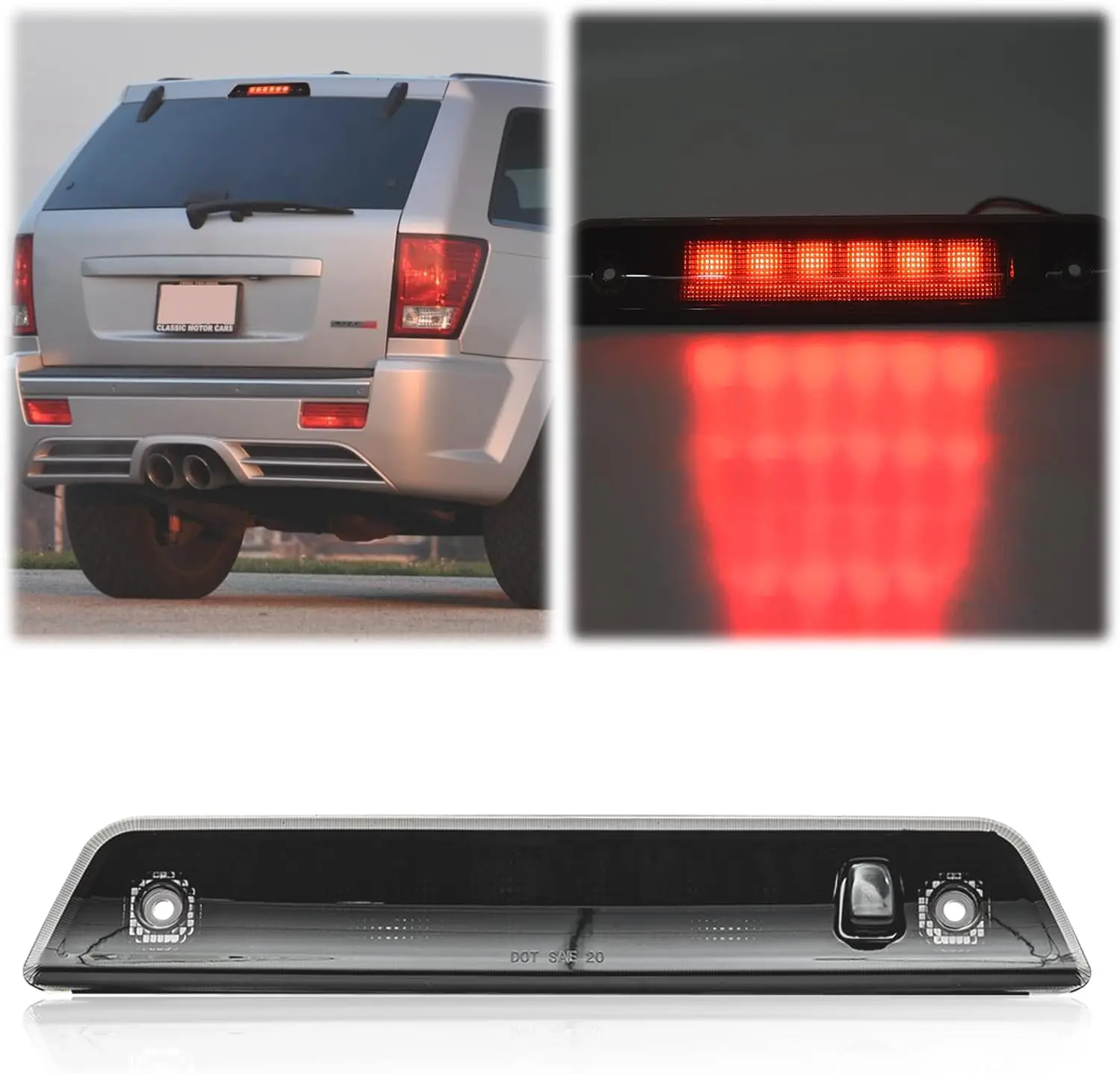 Feu arrière de frein LED noir 3ème pour Jeep Grand Cherokee 2005 2006 - 2010 55157397AA 55157397AC 55157397AD 55157397AB