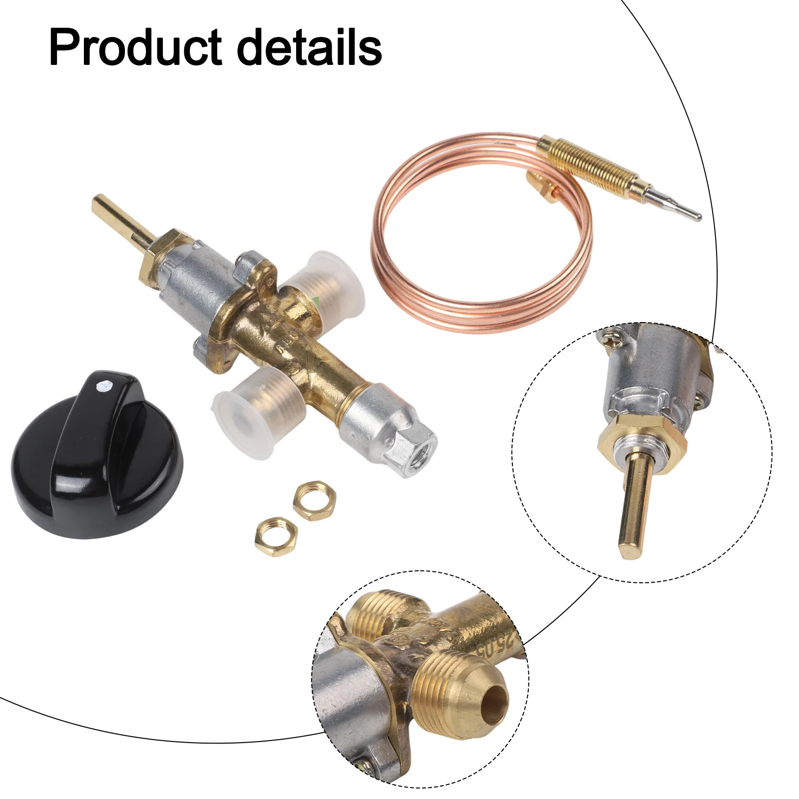 1pc 1/2 Psi (65mbar) Replace Gas Patio Heater Thermocouple Sensor & Dump Switch Main Control Valve With 3/8 