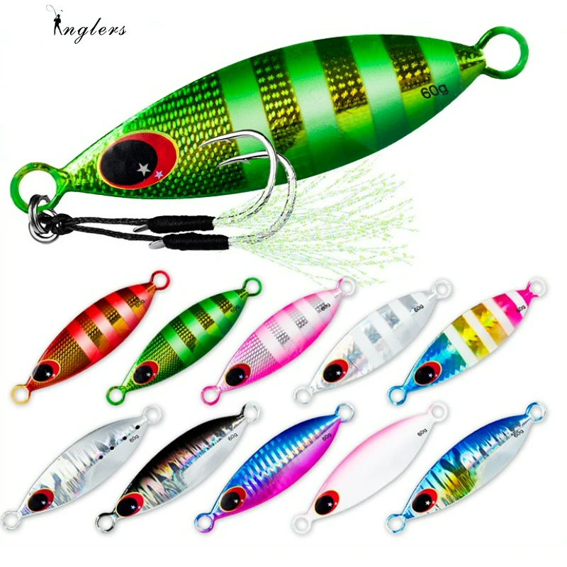 Metal Slow Jig Lure Hard Artificial Bionics Bait  30g 40g 60g Jigging Lure Tuna Bass Jig Sea Boat Sinking Lures