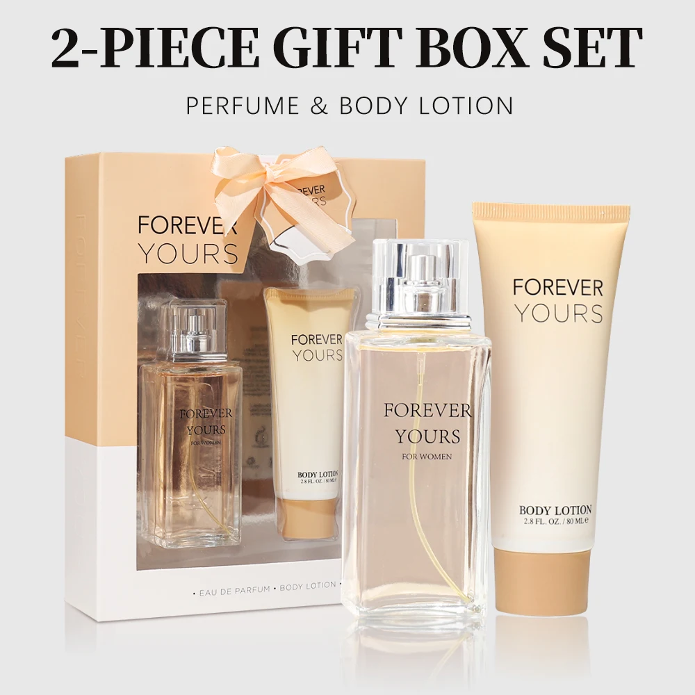 Women's Fragrance Sets Eau de Parfum Spray and Body Lotion Gift Set 3.4 Oz EDP Spray 2.8 Oz Body Cream FOREVER YOURSl 2 Pcs Gift