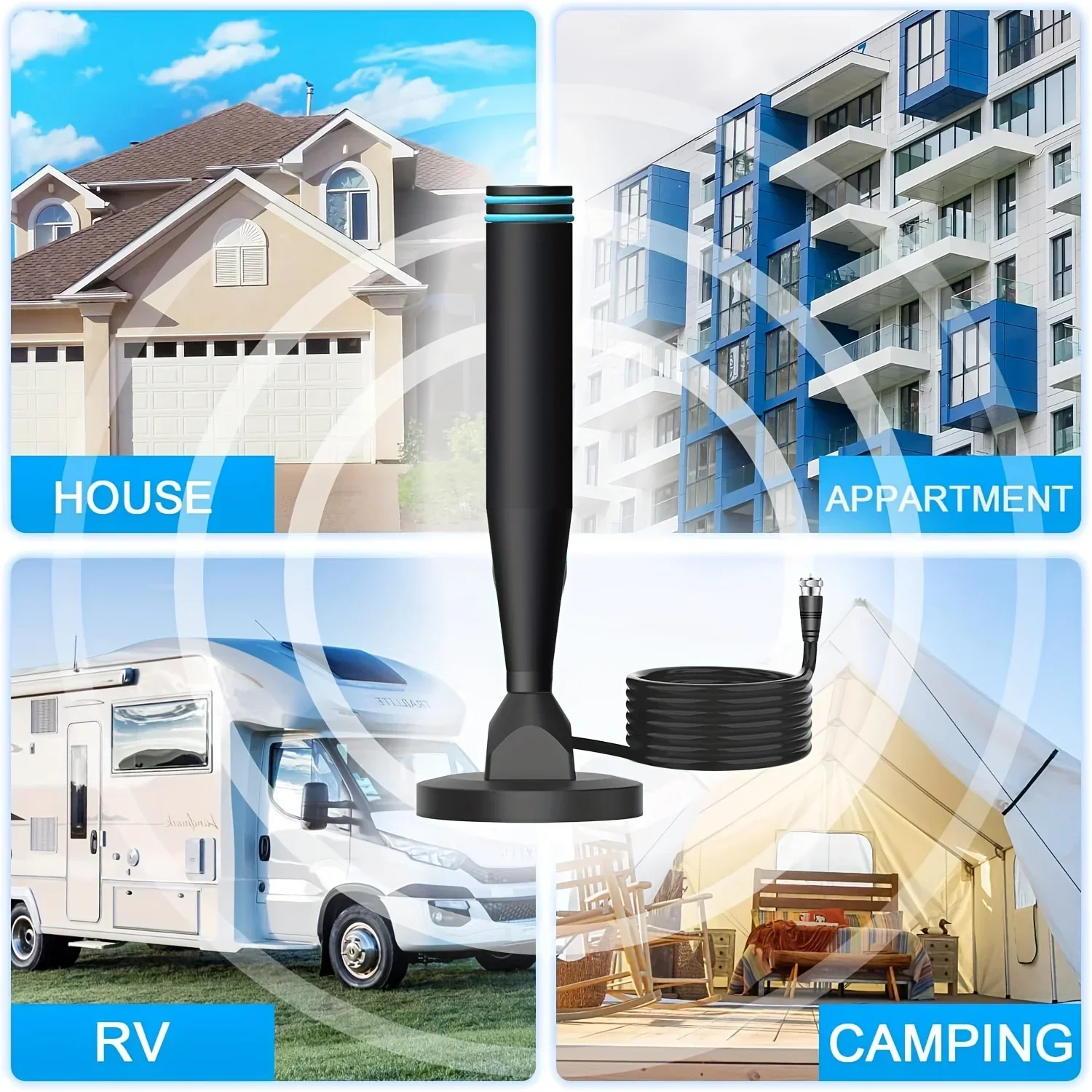 ​ ​ Antena cyfrowa HDTV 2024 - antena odbiorcza z mocną podstawą magnetyczną do użytku wewnątrz i na zewnątrz ​ ​