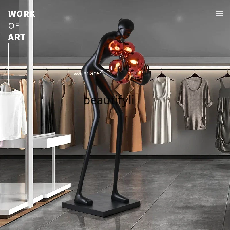 Nordic humanoid art sculpture creative ball lamp hotel lobby exhibition hall ornament floor lamp