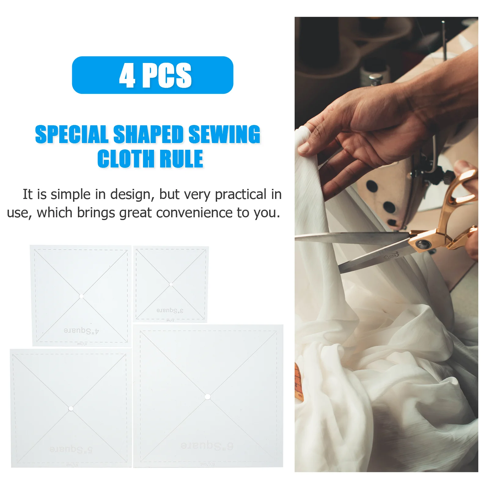 4Pcs Professional Patchwork Quilting Ruler Set Sewing Tools Fabric Stitching Template Acrylic DIY Patchwork Supplies Portable