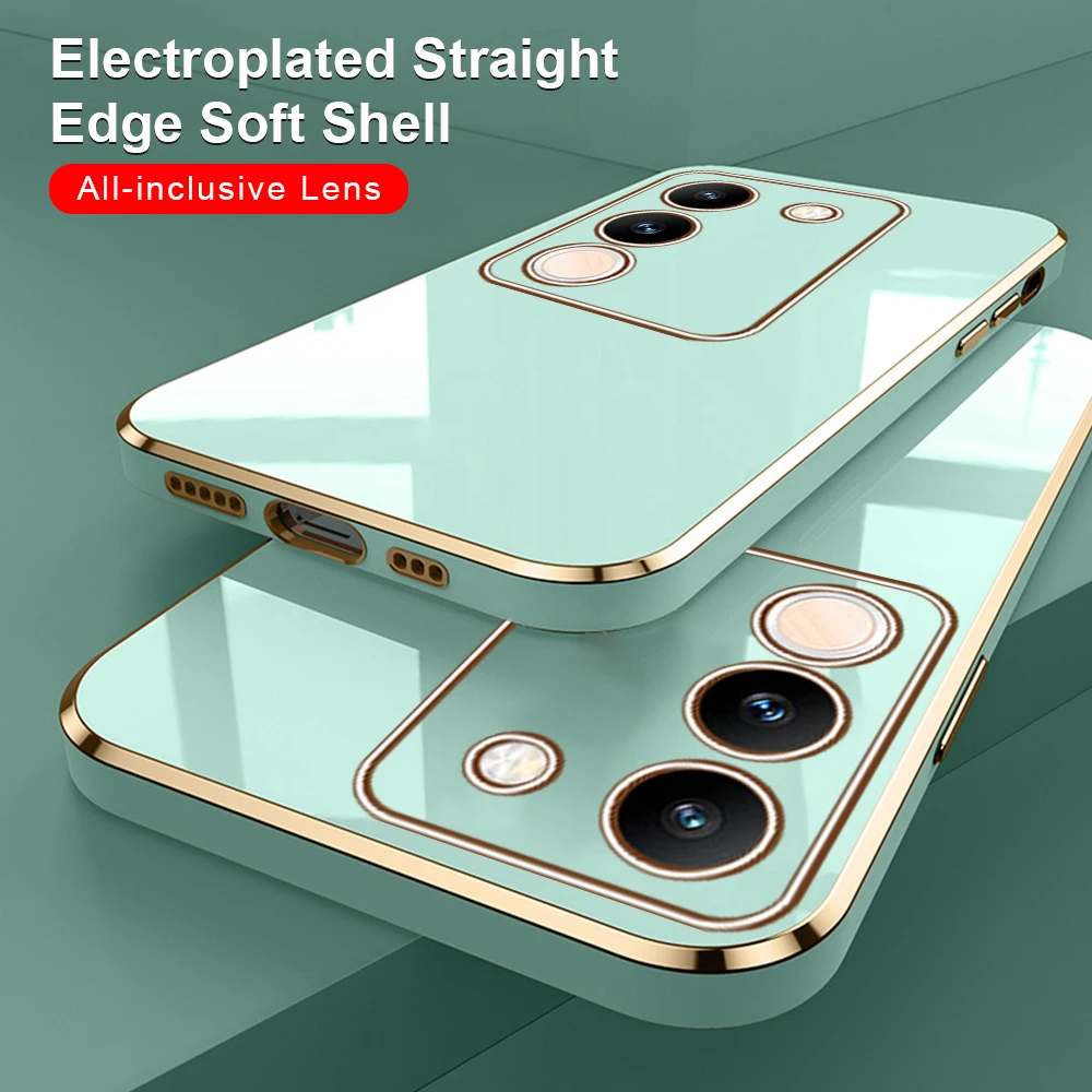 For Vivo V29e Case Shell Plating TPU Soft Cover Vavo V29 E V 29e VivoV29e 5G Global Version 2023 Camera Protection Coque Bumper