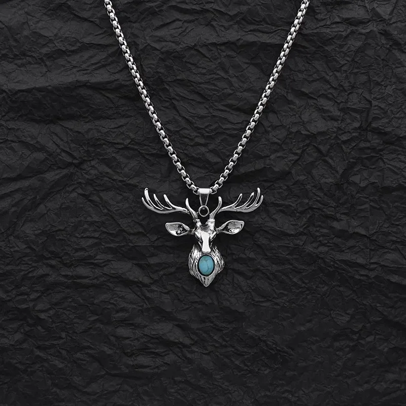 Vintage Fashion Deer Head One Deer With You Pendant for Men and Women, Japan and South Korea, Simple and Creative New Elk Couple