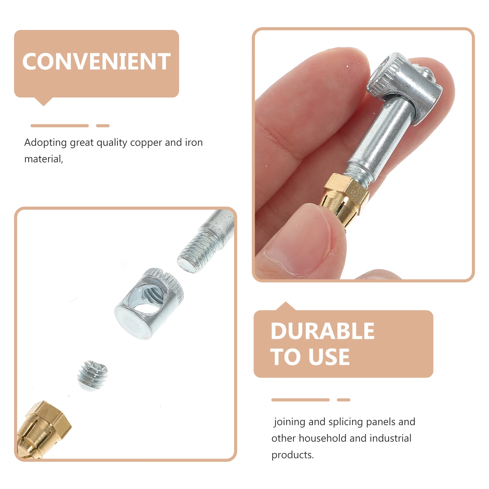 

1Set Cabinet Connecting Screw Kit Invisible Furniture Fastening Nut Durable Wood Panel Assembling Repair Set Cabinet Screw Kit