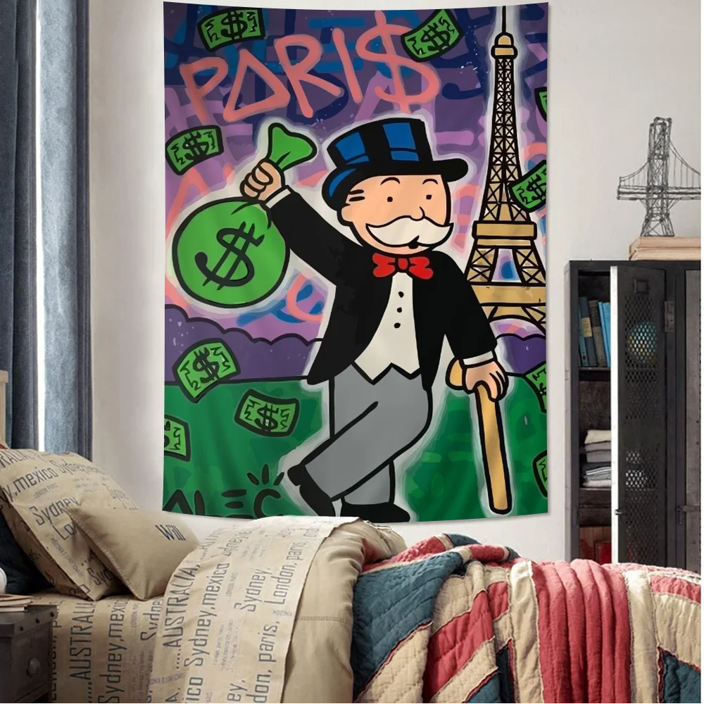 

Graffiti Artwork Monopoly Printed Large Wall Tapestry Art Science Fiction Room Home Decor Decor Blanket