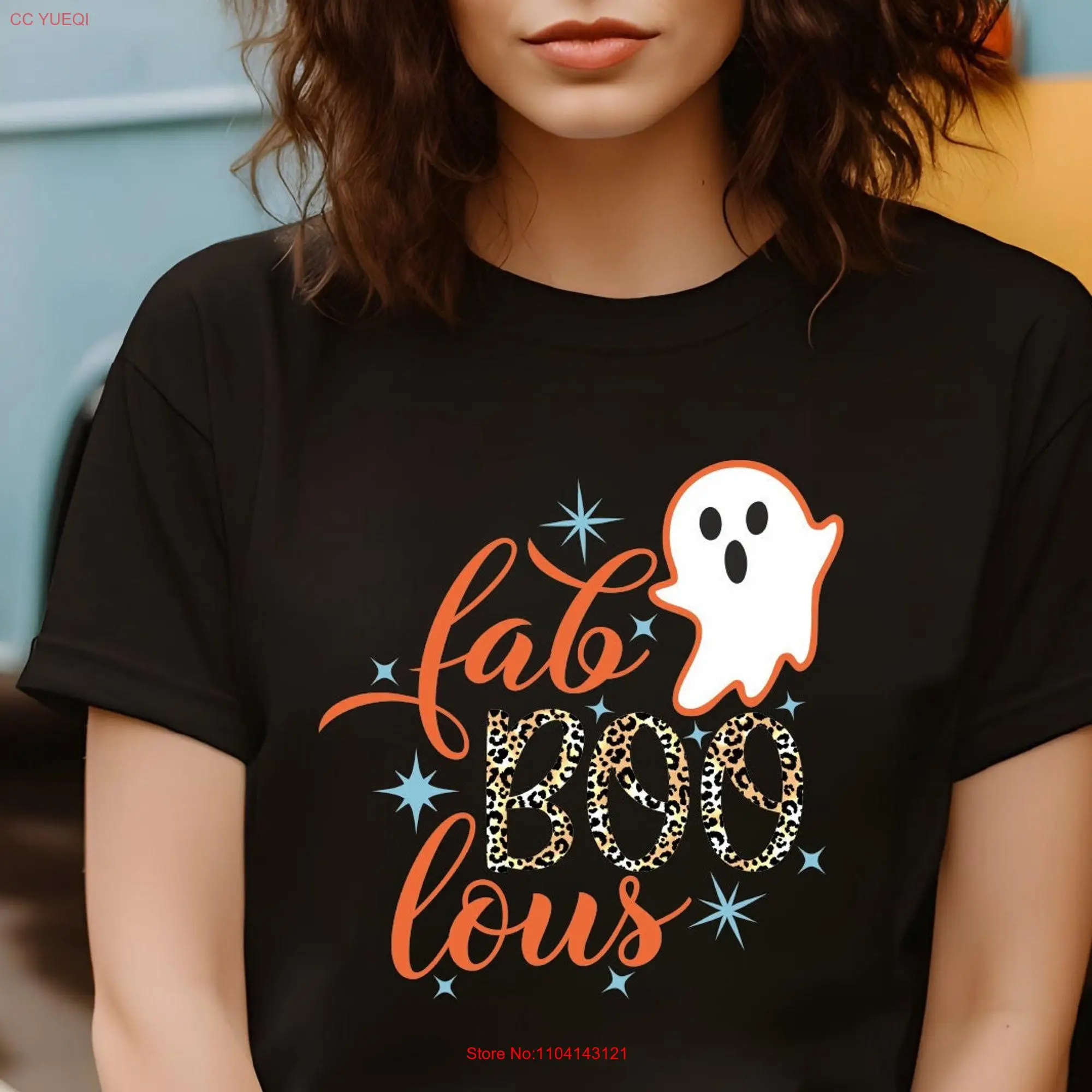 Faboolous T Shirt Fa boo lous Halloween Leopard Party Outfit Mom GhosT long or short sleeves