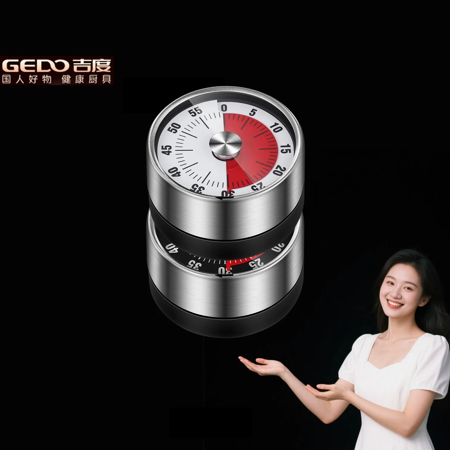 

GEDO Mechanical Kitchen Timer Magnetic Back Suction Chef's Alarm 60DB Cooking Reminder 60 Minutes Fitness and Study Stopwatch