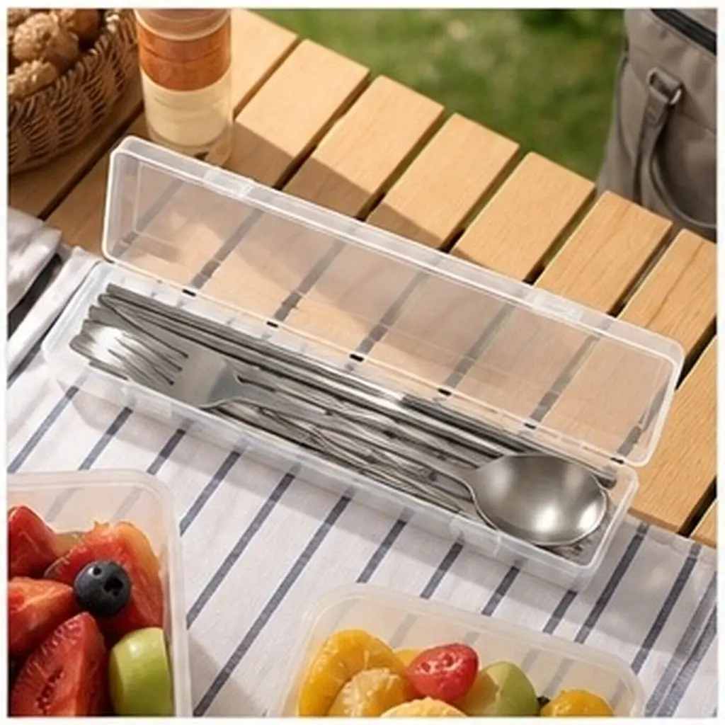 12Pcs Transparent Chopstick Storage Box Portable Flatware Container Dustproof Utensil Organizer Reusable Tableware Case for Work