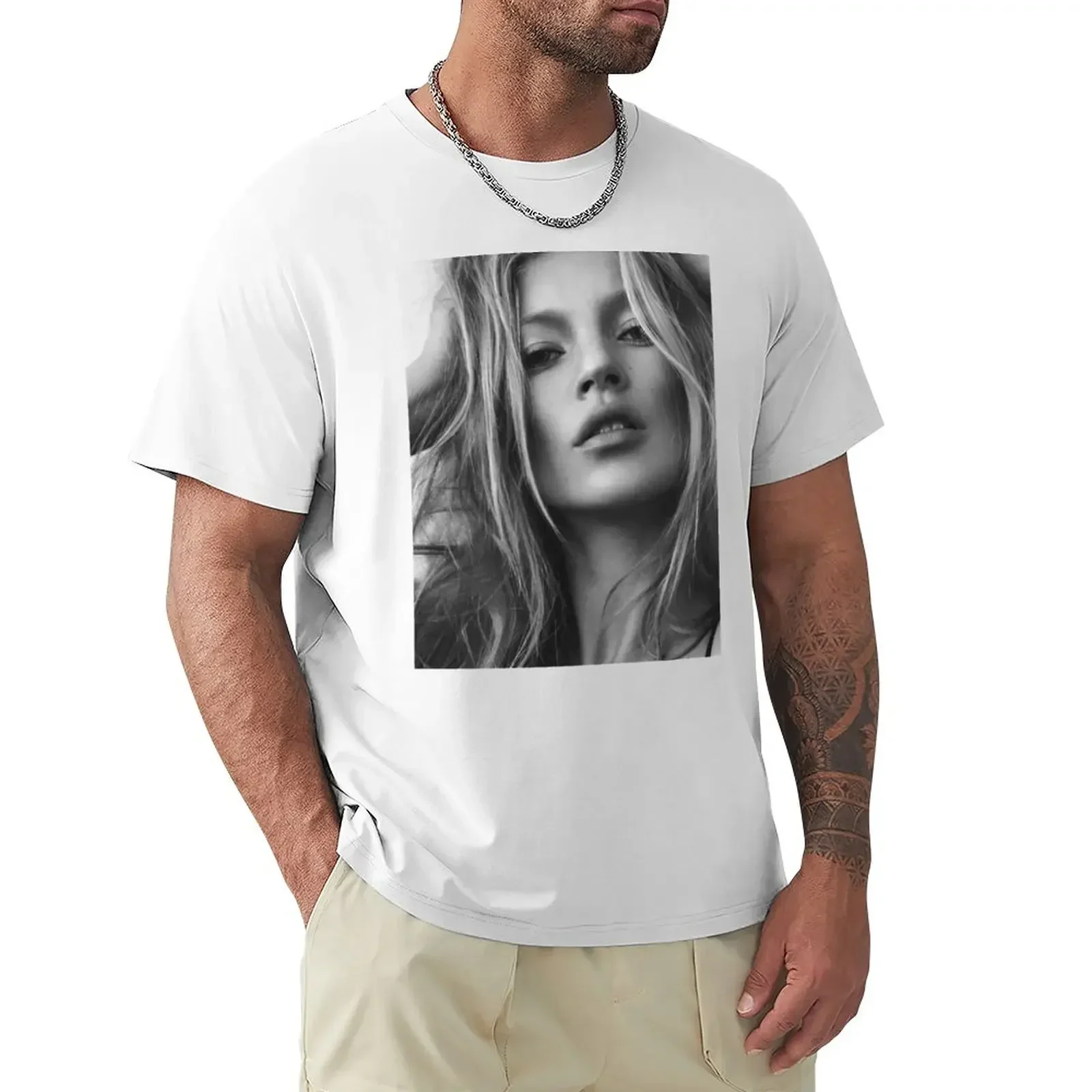 Kate Moss supermodel beauty portrait Long T-Shirt anime customs customizeds T-shirt men summer top hippie clothes mens clothing