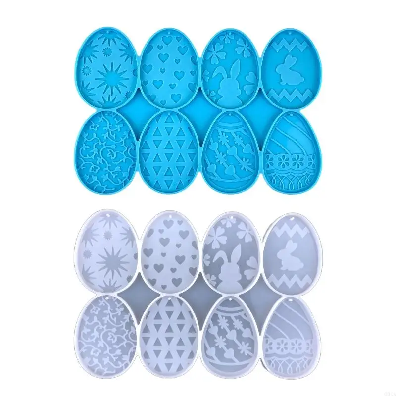 

Q0KA Shiny Glossy Easter Egg Love Flowers Mold Resin Craft Easter Day Bunny Mold